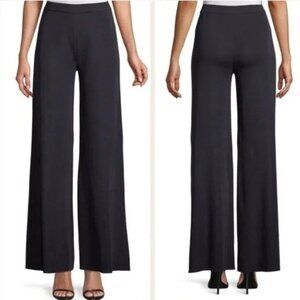 Misook Navy Knit Pull On Palazzo Pants Wide Leg Classic Casual Basic Office L